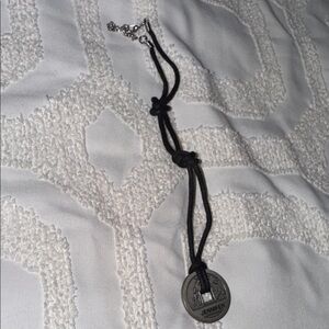 Jenni Black Cord Necklace with Silver Coin Pendant